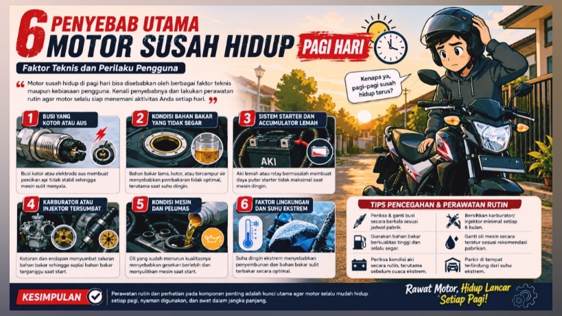6 Penyebab Motor Susah Hidup Pagi Hari