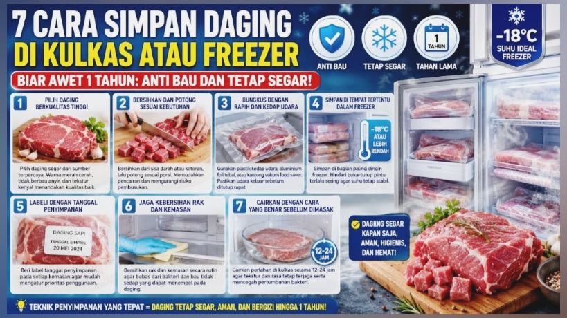 7 Cara Simpan Daging di Kulkas atau Freezer